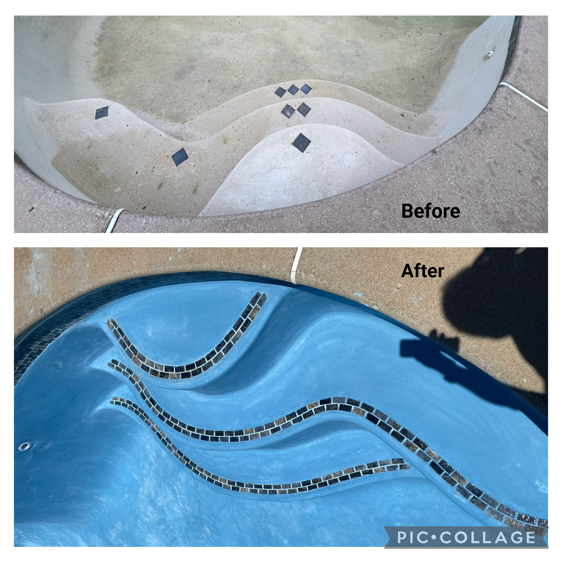 Broken Arrow Pool Remodel Replaster Retile with Marquis Magic in Azure Blue | Design Tech Renovations