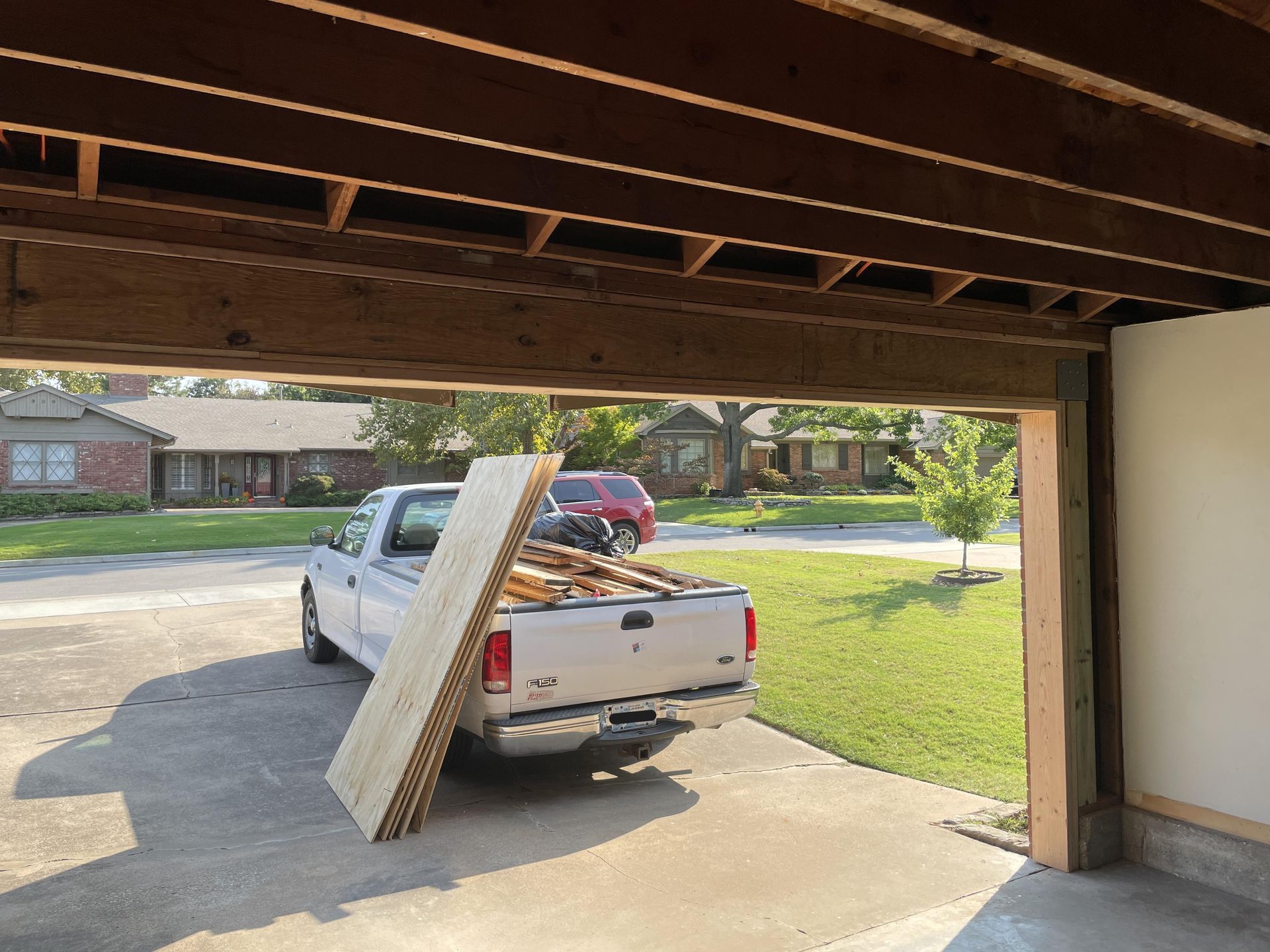 Garage door header under construction.
