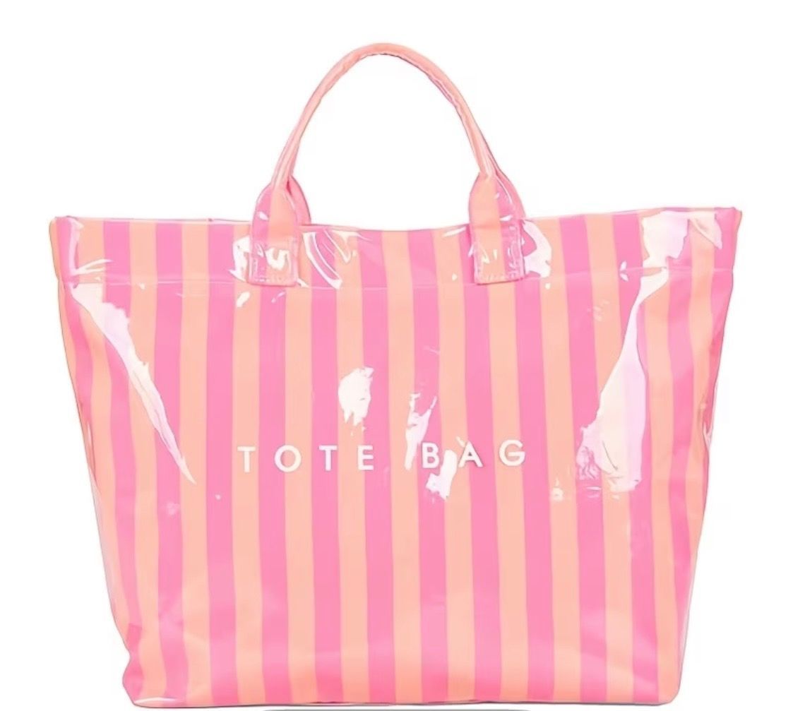 Pink striped tote bag