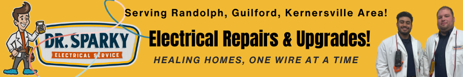 A banner for dr sparky electrical repairs and upgrades