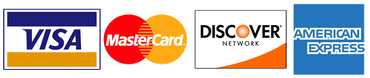 We accept Visa, Mastercard, Discover, American Express