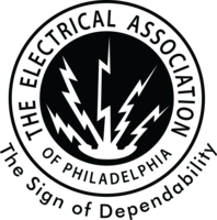 The Electrical Association of Philadelphia logo with lightning bolts and the slogan “The Sign of Dependability”