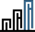 Abstract logo of three vertical geometric shapes in black and blue on a white background