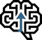 Black brain icon with a blue upward arrow in the center