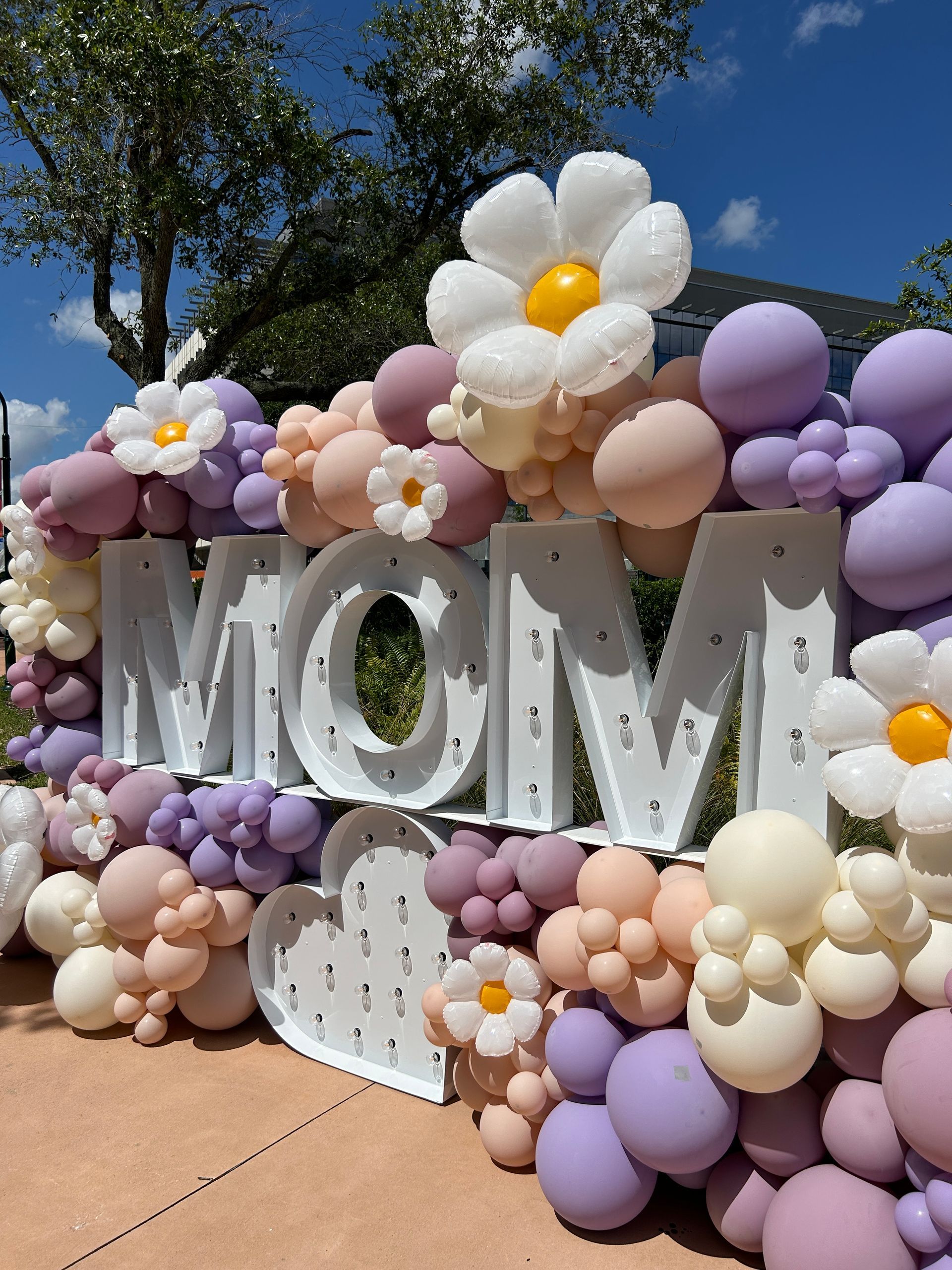 A balloon marquee that spells out