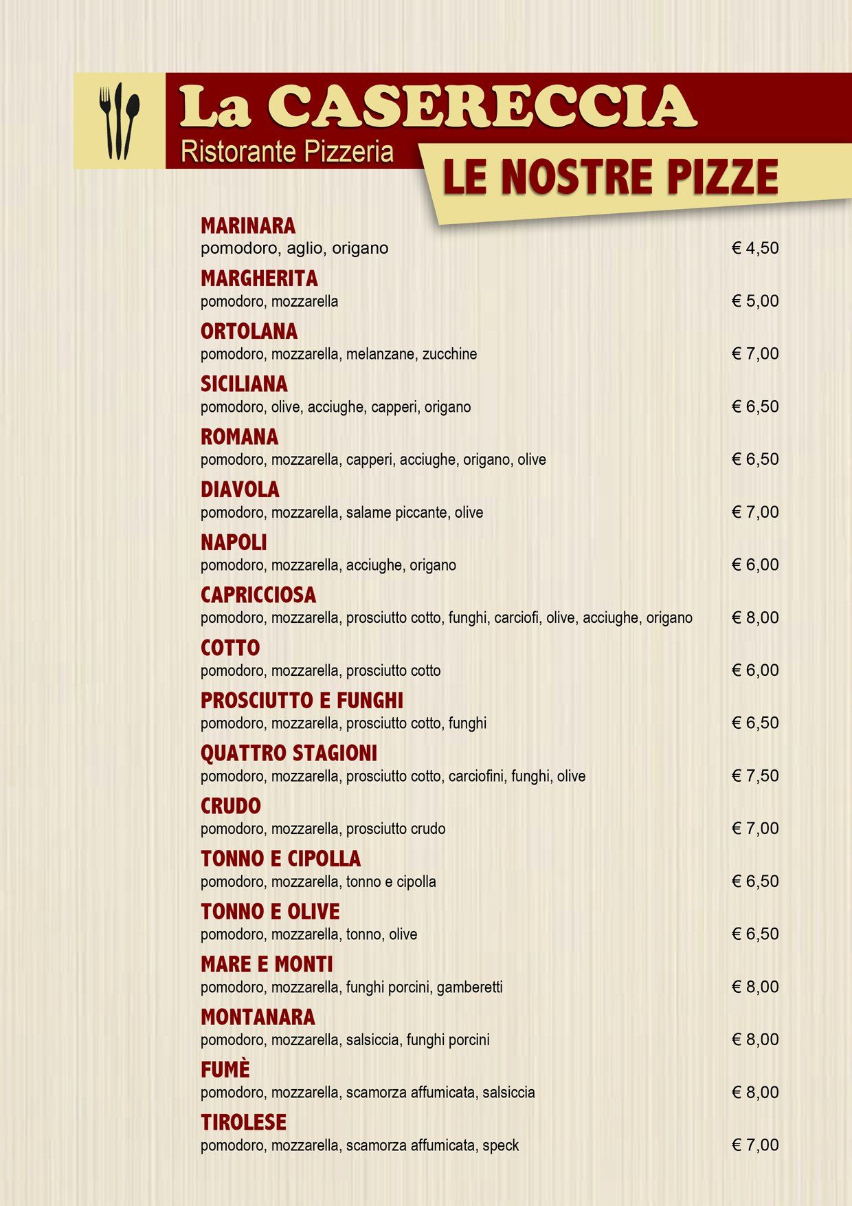 volantino pizzeria con servizio d'asporto