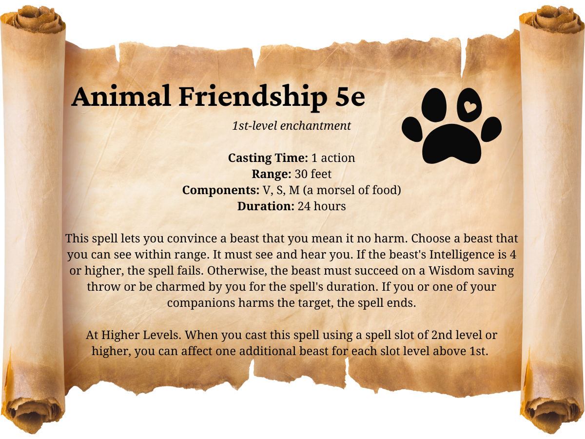 Animal Friendship 5e DnD Spell
