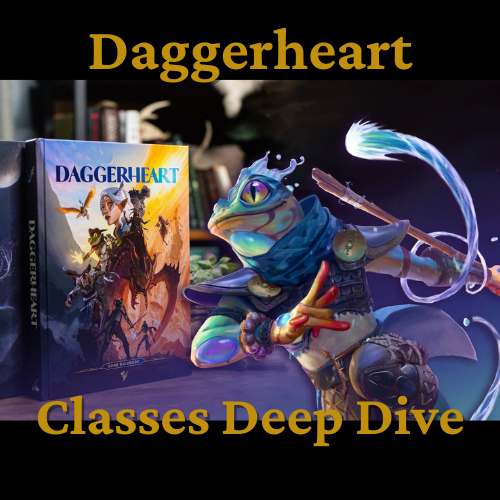 A frog-like character in armor next to the book 