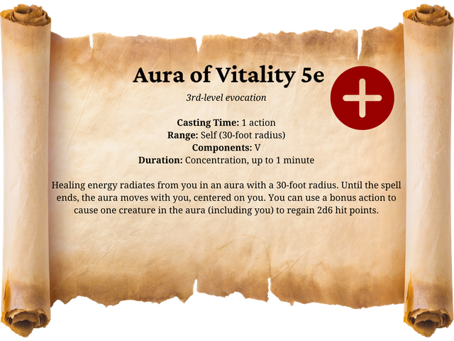 Aura of Vitality - D&D 5e Spell Book - Eternity TTRPG