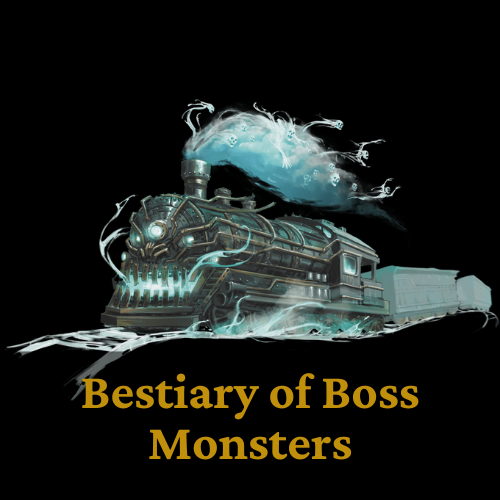 A monstrous, ghostly train with glowing teeth and smoke. Text reads 