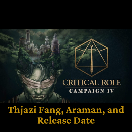 Illustration for Critical Role Campaign 4, with a blindfolded green humanoid, castle landscape, and logo.