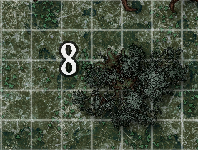 A map with a number eight on it, and a tree