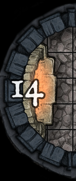 A stone wall and fireplace with the number 14 on it
