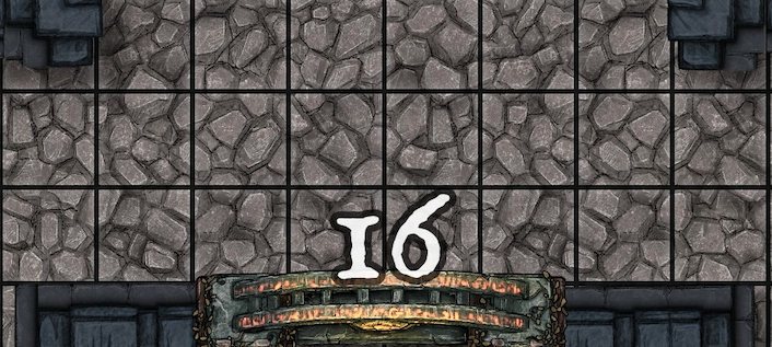 A picture of a stone wall and gate with the number 16 on it.