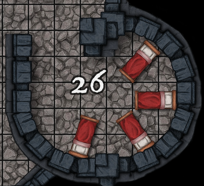 A map of a room with four beds and the number 26 on it