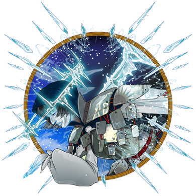 Multiple game masters A character with a robotic arm punching with ice shards surrounding them, set against a starry background.