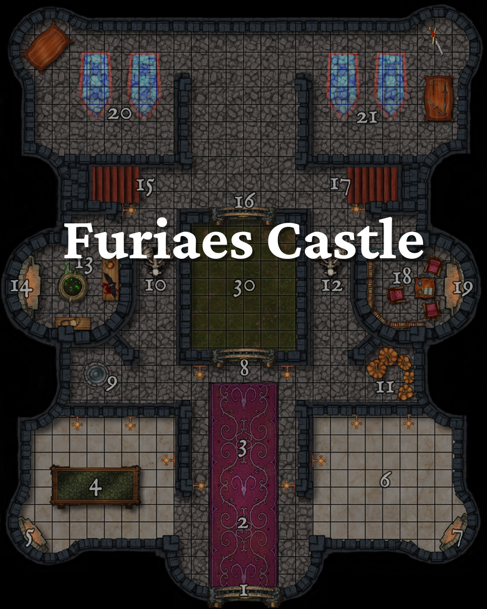 A map of a castle with the words furiaes castle on it.