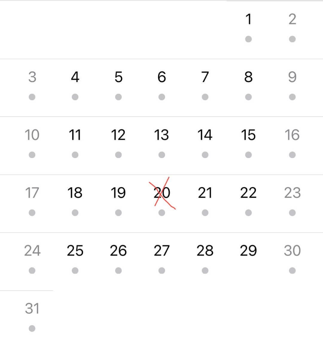 Selected move date on a calendar.