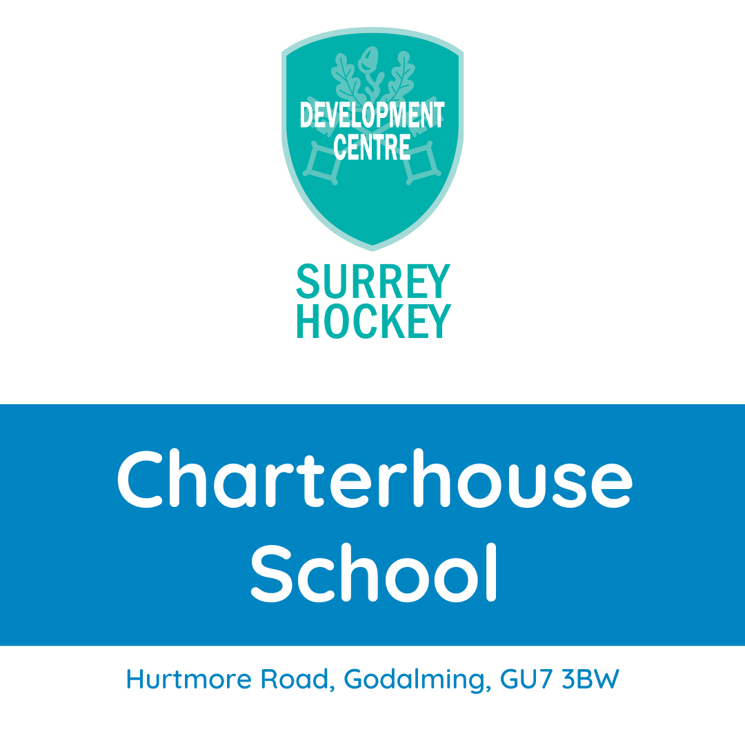 A blue and white sign for charterhouse school