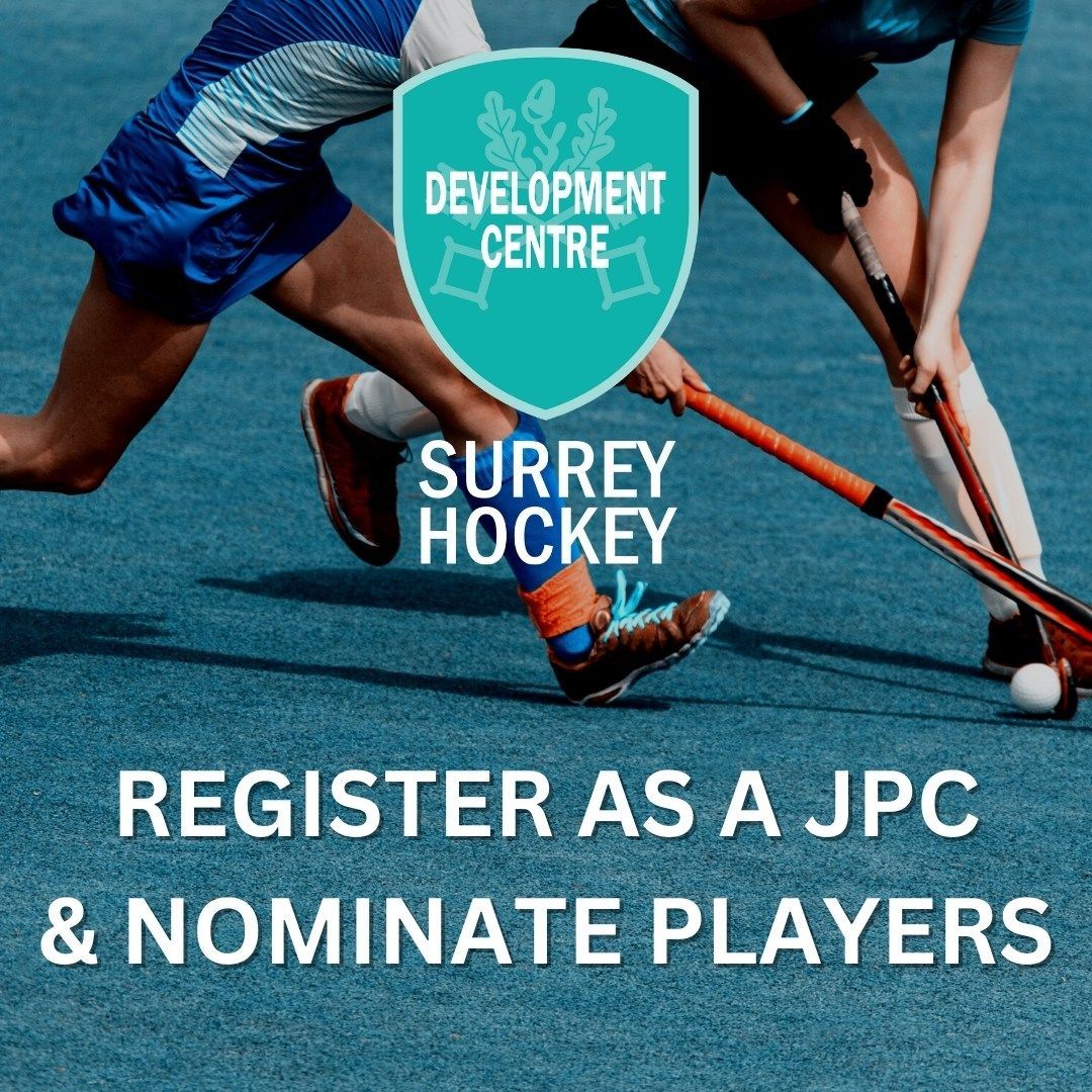 An advertisement for surrey hockey asking people to register as jpc and nominate players