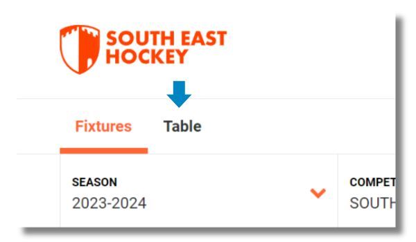 A south east hockey logo with a blue arrow pointing down