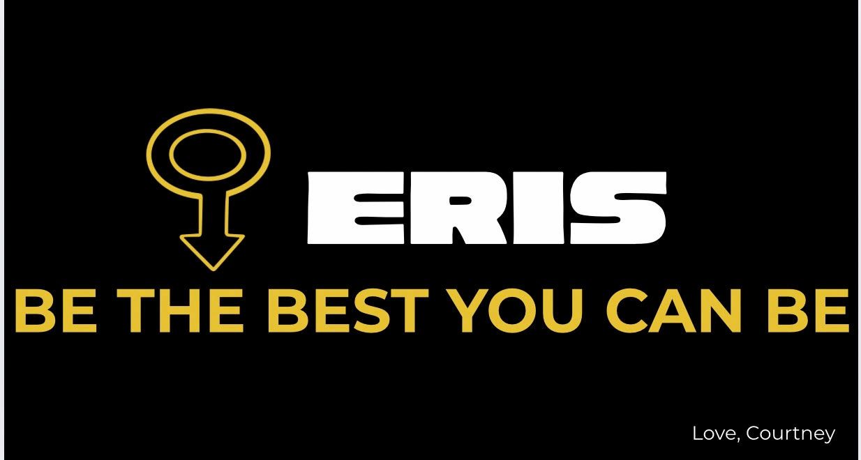 Black banner with gold female symbol,