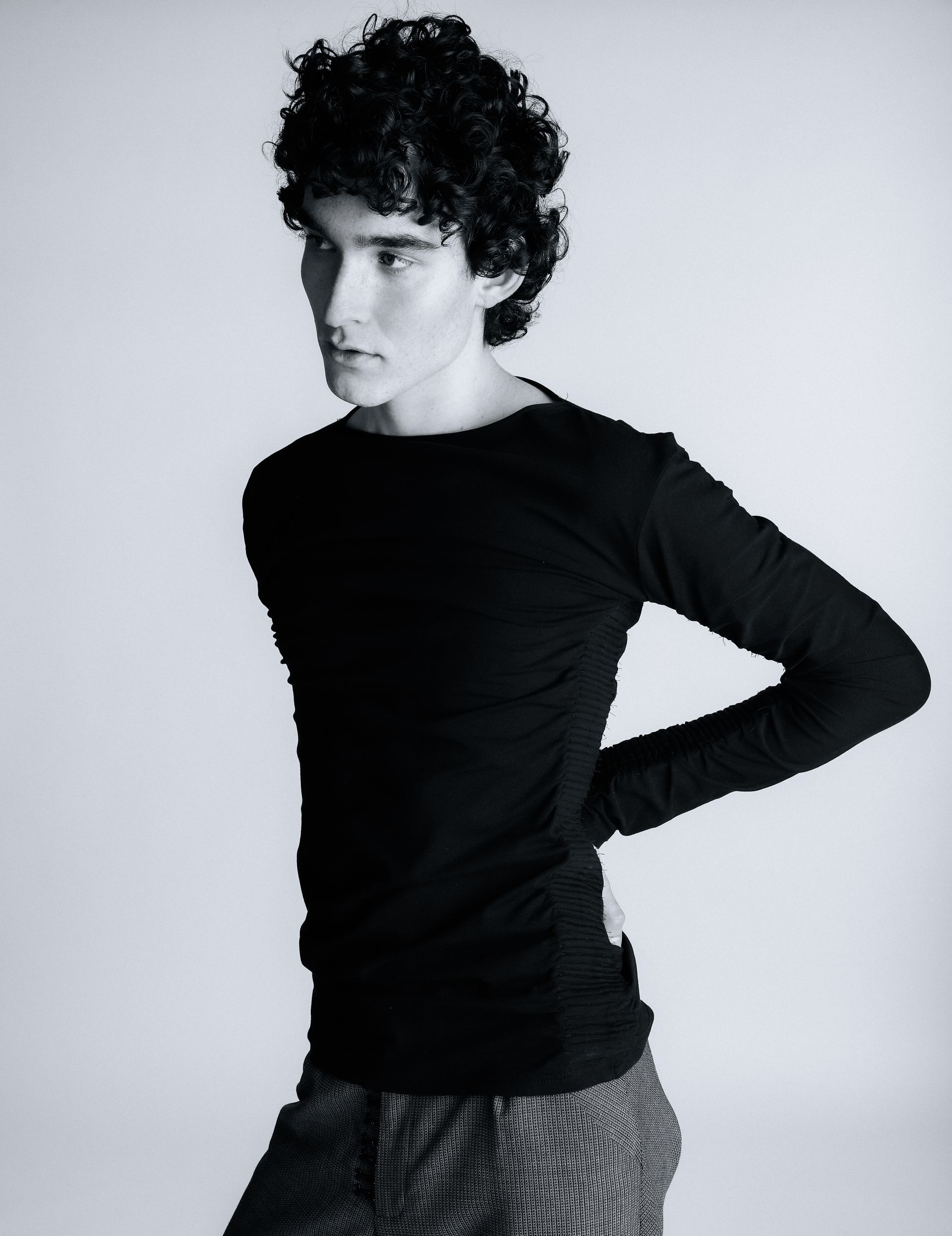 Long Sleeve Micro Pleat Top