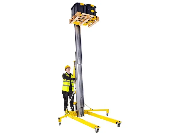 Standard Forks fitted to machine and raised with a load.
