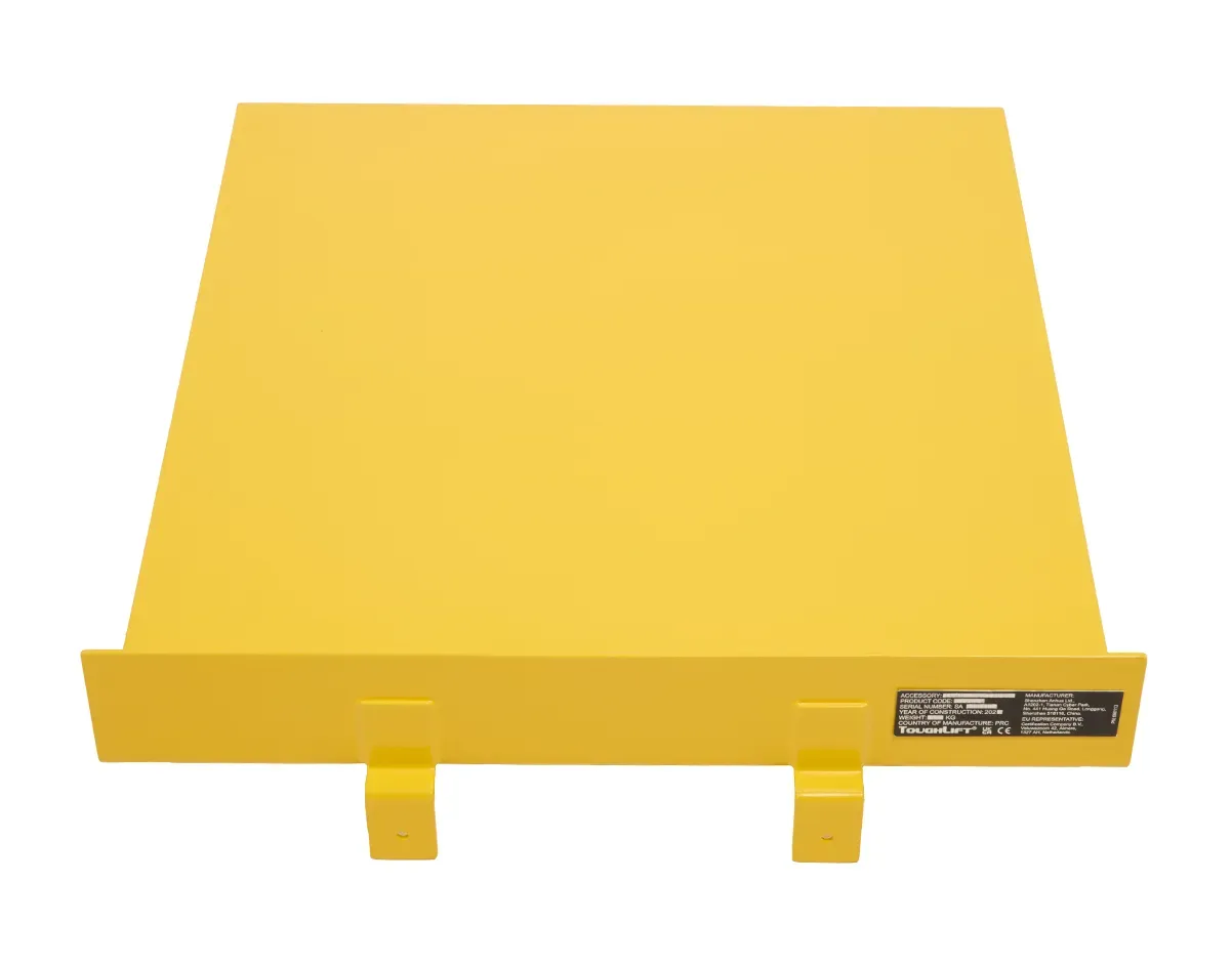 ToughLift Material Lifts Load Platform accessory off the machine in rear plan view.
