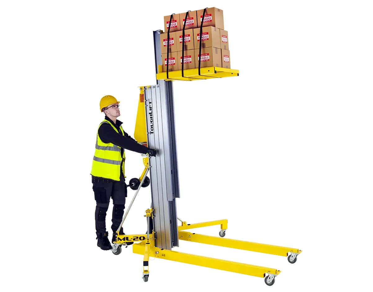 ToughLift Material Lifts Load Platform accessory loaded with small fragile boxes.