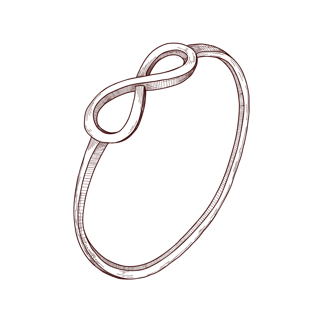 Un disegno di un braccialetto con il simbolo dell'infinito.