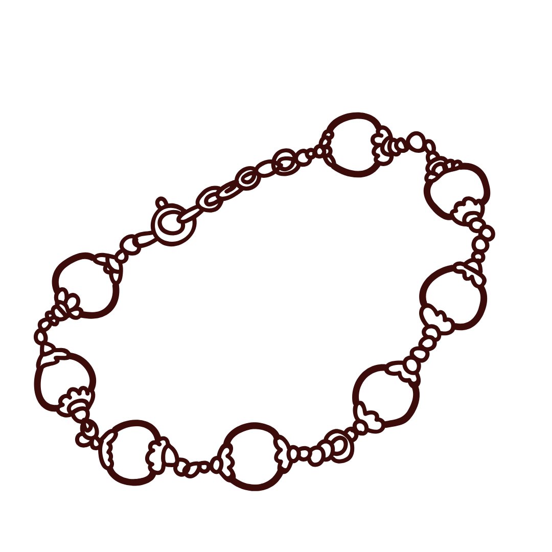 Un disegno di un braccialetto su uno sfondo bianco.