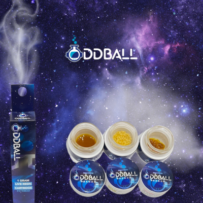 The word oddball is on a purple background