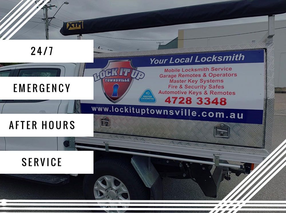 A Locksmith Truck Is Parked On The Side Of The Road — Lock It Up Townsville In Aitkenvale, QLD