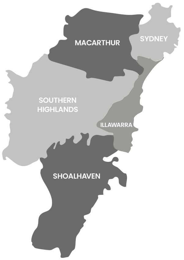 Map of New South Wales, Australia, With Regions Labeled  — Onyx Detailed Joinery in Unanderra, NSW