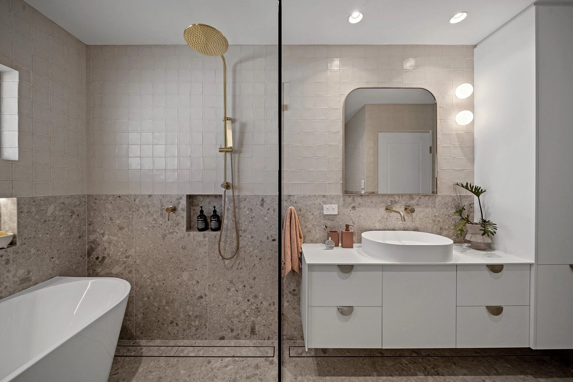 Modern Bathroom With a Bathtub — Onyx Detailed Joinery in Unanderra, NSW
