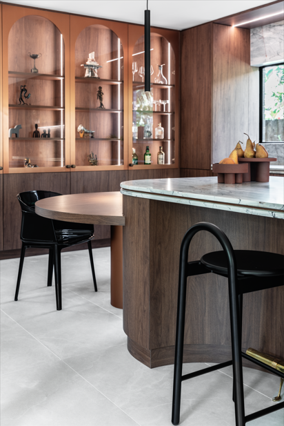 Wooden Kitchen With Display Cabinets — Onyx Detailed Joinery in Unanderra, NSW