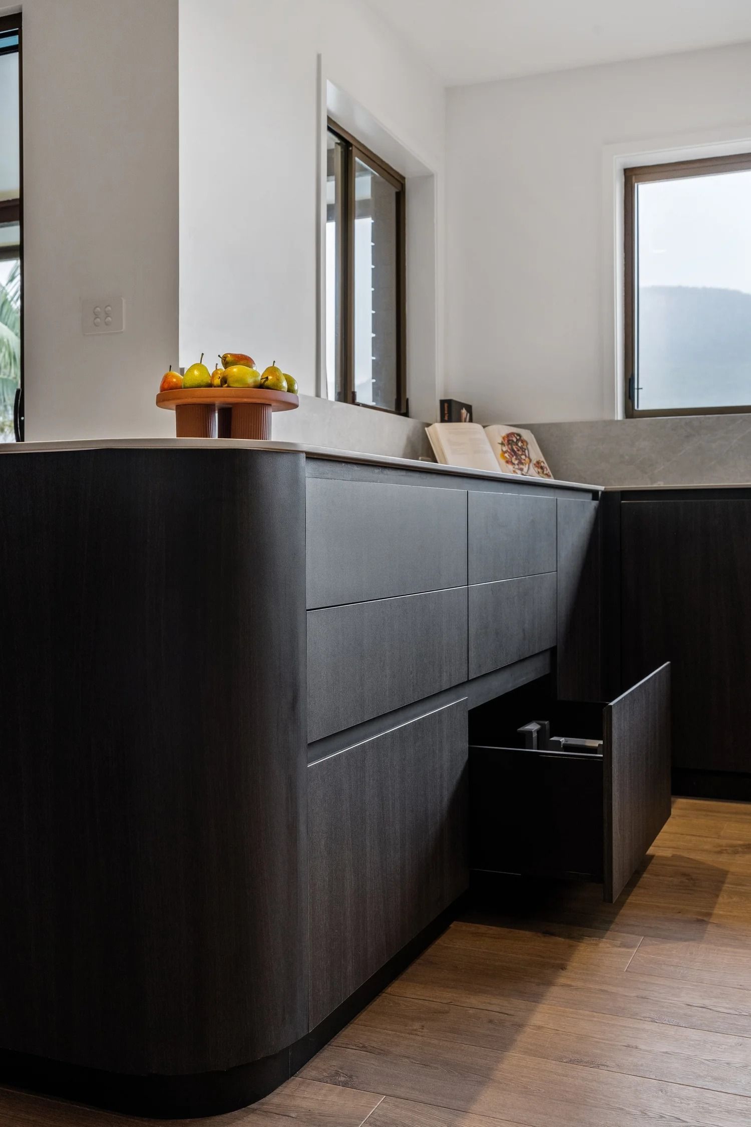 Dark Wood Kitchen Cabinets — Onyx Detailed Joinery in Unanderra, NSW