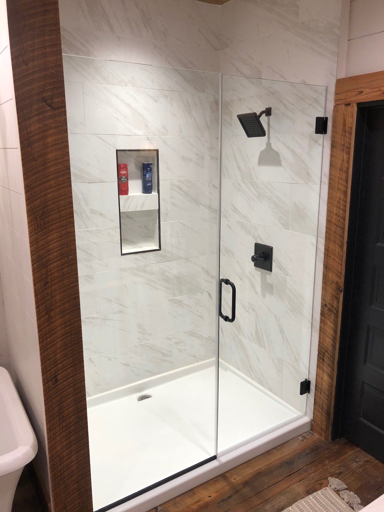 Installed Glass Door On Bathroom— Dundee, IL — Baker Glass Works, Inc.