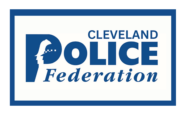 The cleveland police federation logo is blue and white