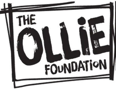 A black and white logo for the ollie foundation