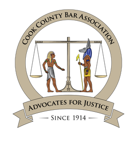 The logo for cook county bar association advocates for justice since 1914