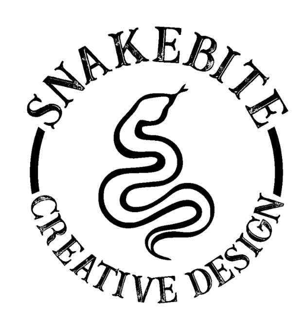 A black and white logo for snakebit creative design