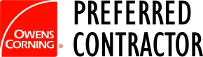 Owens Corning Preferred Contractor logo in red, black, and white