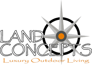 Land Concepts logo with compass rose and “Luxury Outdoor Living” text