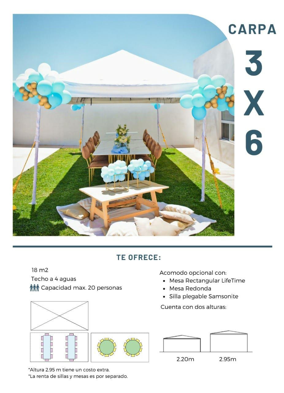 Una carpa blanca con una mesa y sillas debajo.