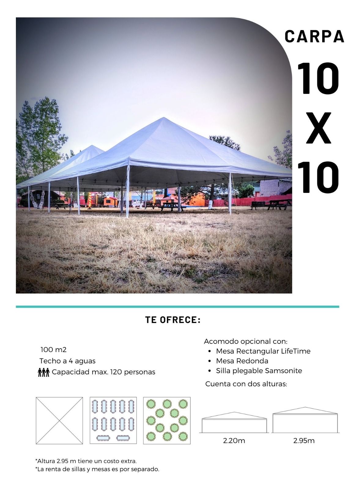 Una gran carpa blanca está en el medio de un campo.