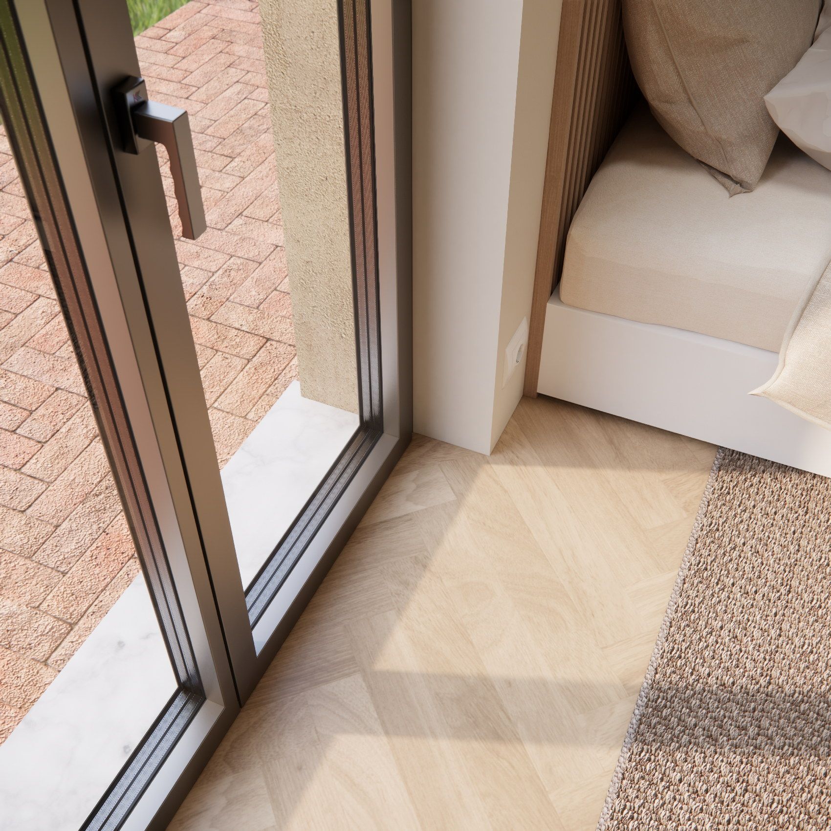 posa in opera infissi alluminio Korus Roma Linear squadrato