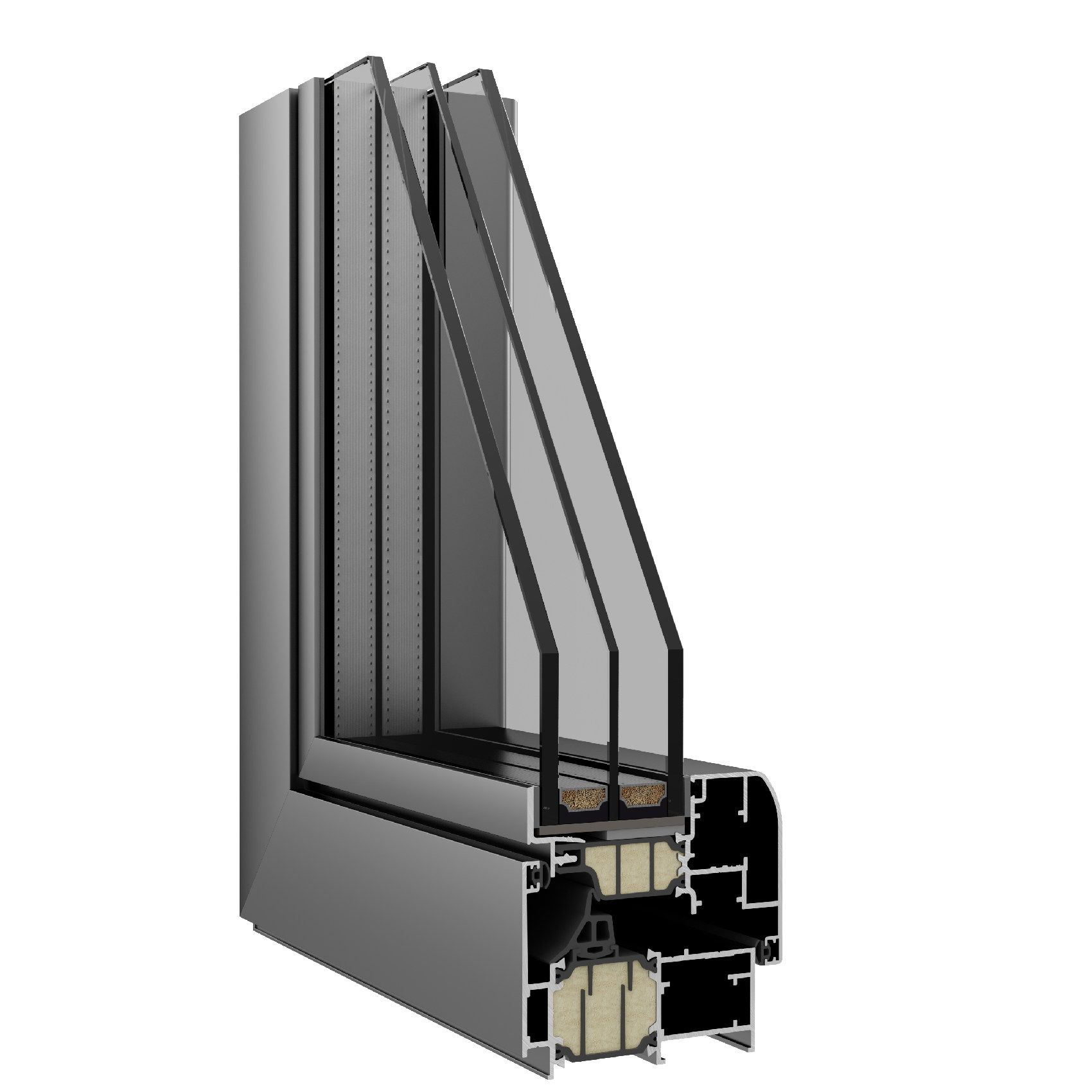 triplo vetro infissi alluminio Korus Roma Original stondato