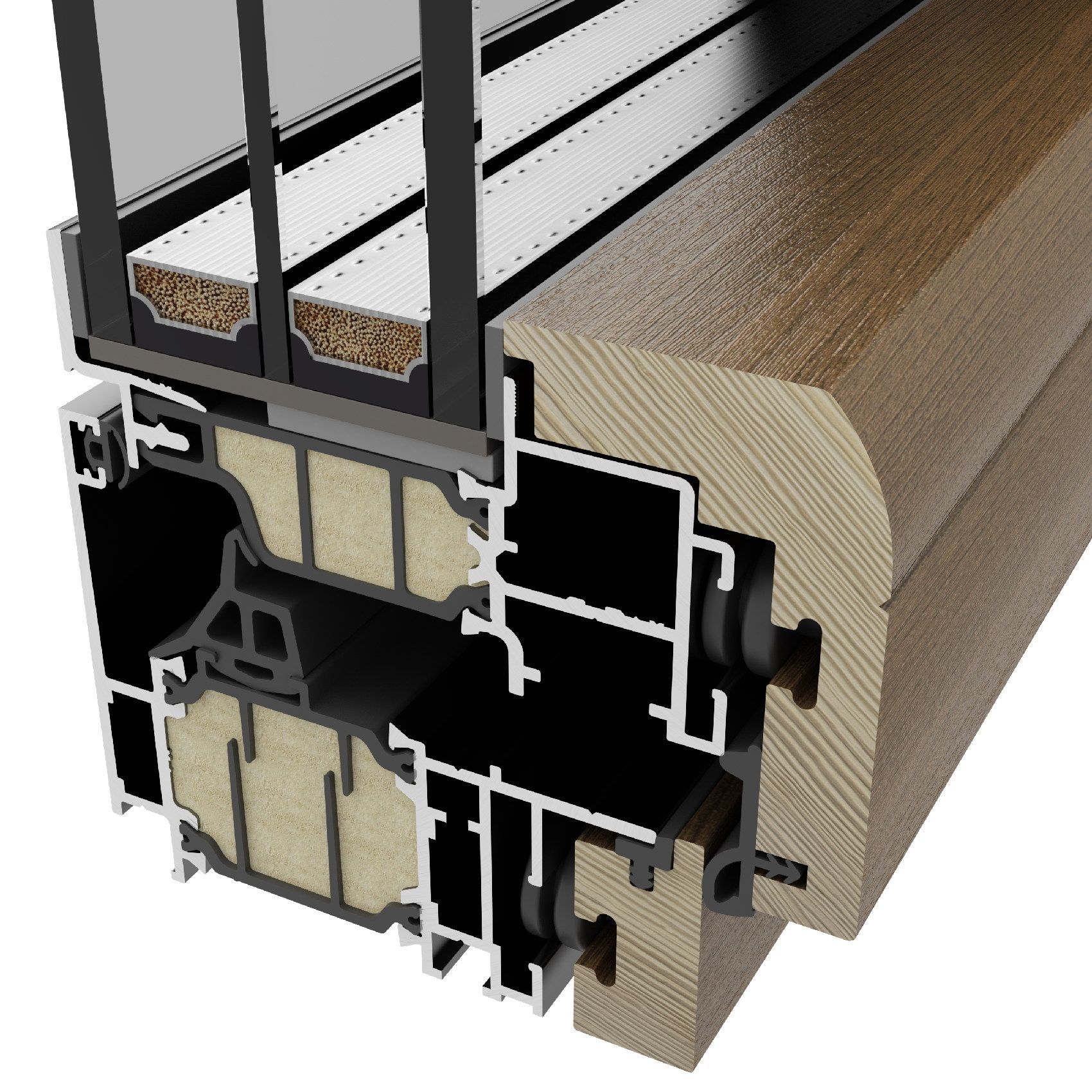 triplo vetro Infissi Korus Legno alluminio stondato Skywood Evo Roma